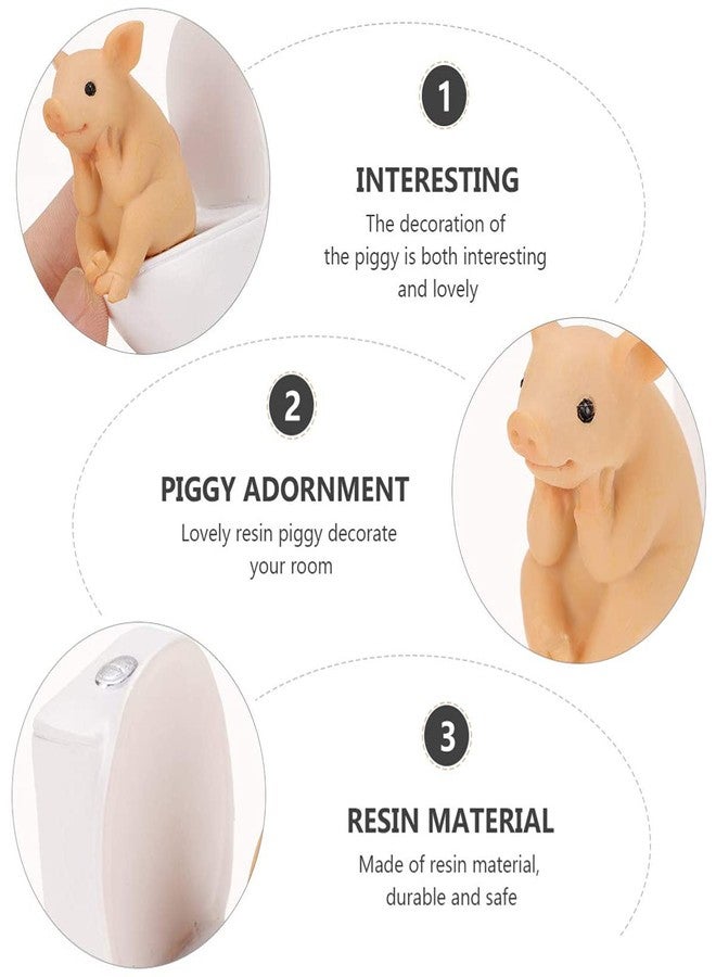 KEEPKAP Pig Statue Mini Pig Figurine, Resin Home Decor, Lucky Animal Garden Statue for Micro Landscape (Pig Squatting on The Toilet) - Image 3